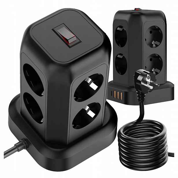 zásuvková lišta prodlužovací kabel Vertikální 8 zásuvek Usb C Pd 3xUSB Kabel 1.8M