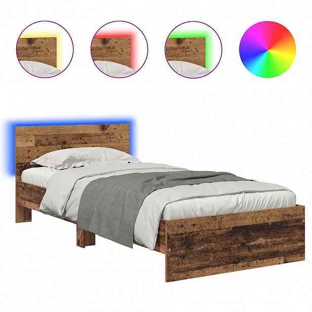 vidaXL Rám postele s čelo Staré dřevo 90 x 190 cm Kompozitní dřevo