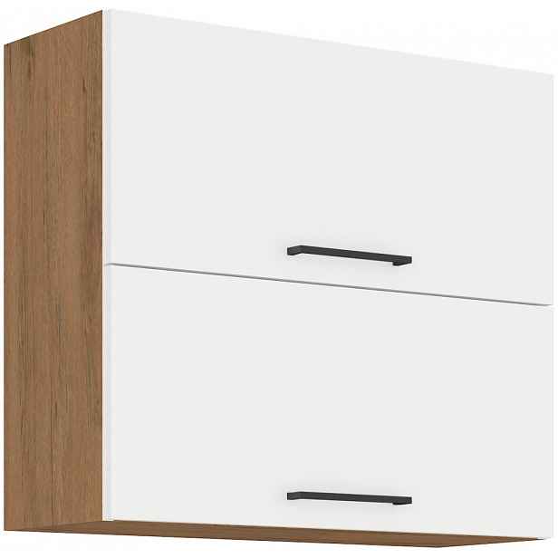 Horní kuchyňská skříňka Vigo 80GU-72, dub lancelot/bílý lesk, šířka 80 cm