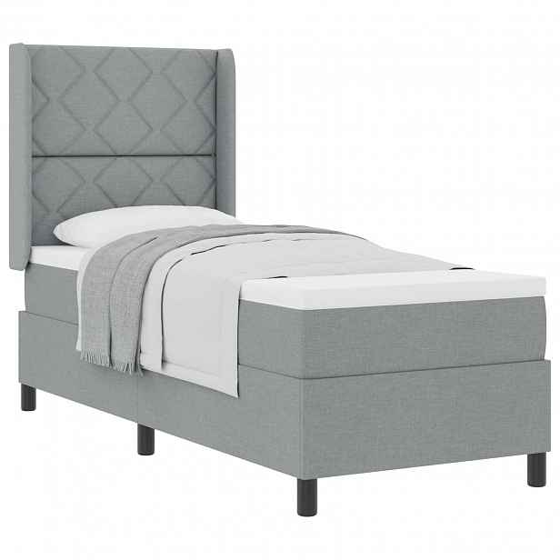 vidaXL Postel s boxspringem s polštářem Světle šedá 200 x 80 cm textil