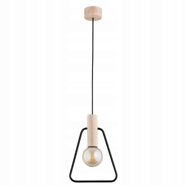 Alfa závěsná lampa Loft dřevěná trapézová černá 1xE27 15W