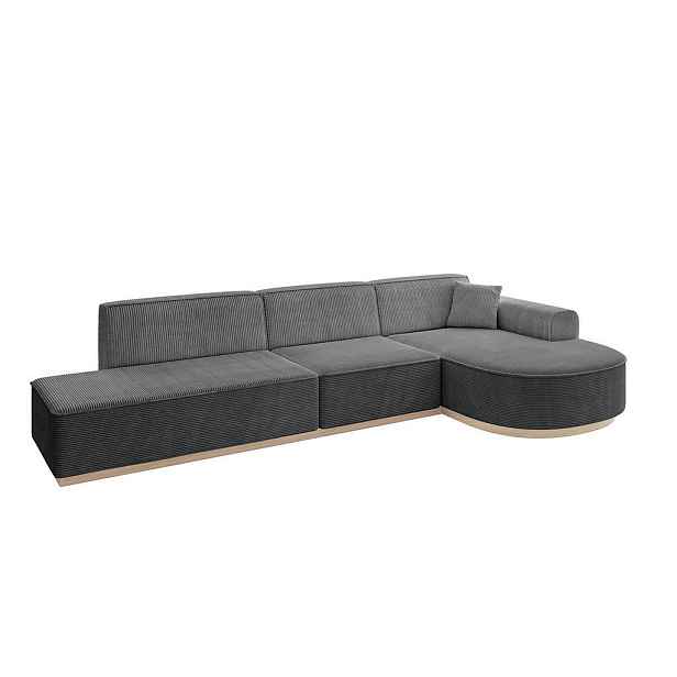 ALTDECOR ROHOVÁ SEDAČKA s otomanem, pravá ARRIO-L2 328x171x83 Tmavě šedá Manšestr