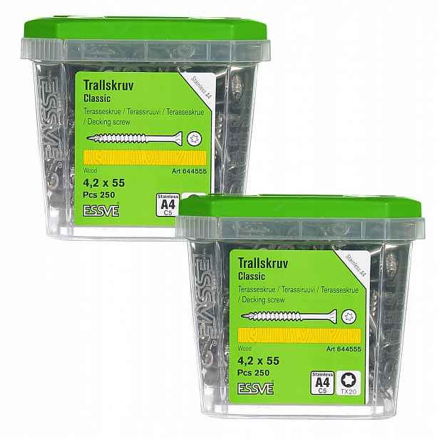Essve Classic Terasový šroub na dřevo kyselinovzdorný A4 4,2x55mm 250 Ks x2