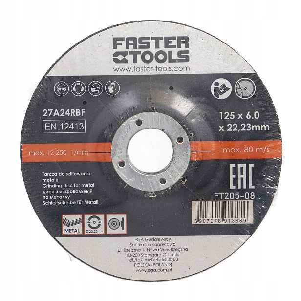 Faster Tools Kotouč na broušení kovu 125 x 6,0, 25 ks