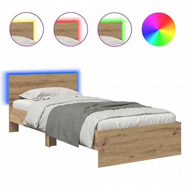 vidaXL Rám postele s čelo Artisanový dub 90 x 190 cm Kompozitní dřevo