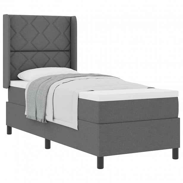 vidaXL Postel s boxspringem s polštářem Tmavě šedá 200 x 80 cm textil