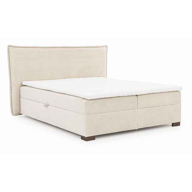 Béžová boxspring postel s úložným prostorem 200x200 cm Lysa – Ropez