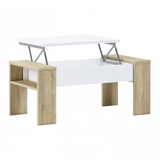 Konferenční stolek, dub sonoma/bílá, PULA Tempo Kondela