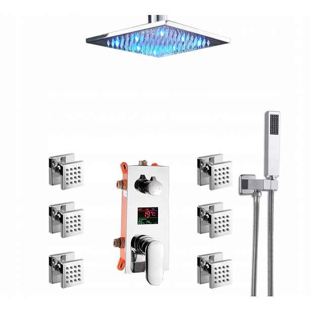 Podomítkový Hydromasážní Set S Dešťovou Sprchou 30 CM Led