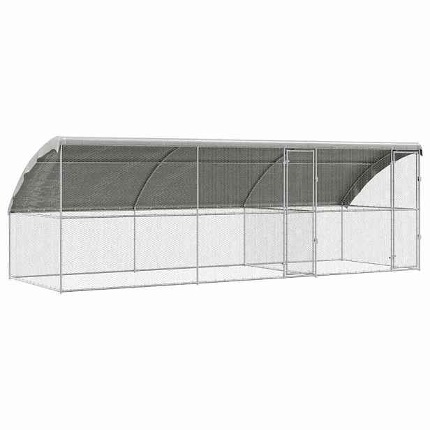 vidaXL Klec pro kuřata se 2 dvířky 3 ks Stříbrná 600x200x200 cm