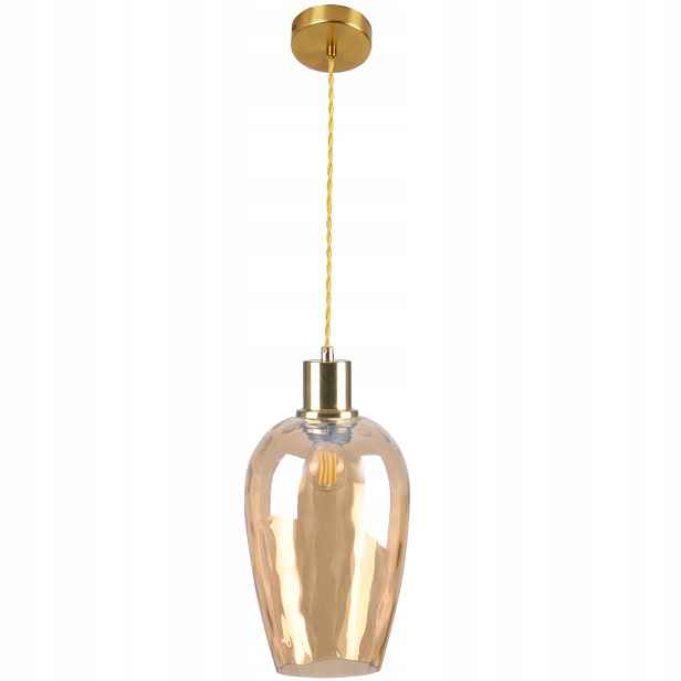 Závěsná lampa zlatá skleněná jantarová lampa nad stůl, kulatý ostrov Polux