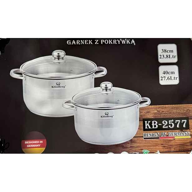 2 Ks Gastronomických Hrnců Klonberg KB-2577 23,8/27,6 L, Průměr 38/40 CM