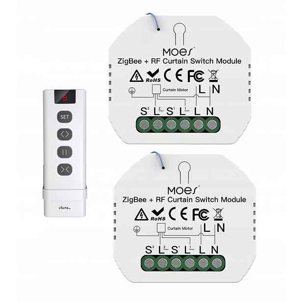 2x Ovladač rolet Tuya Zigbee 2A Din Zigbee2MQTT dálkové ovládání