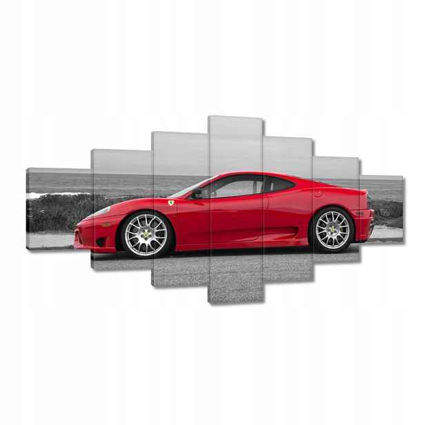 Obrazy 210x100 Červené Ferrari na pláži