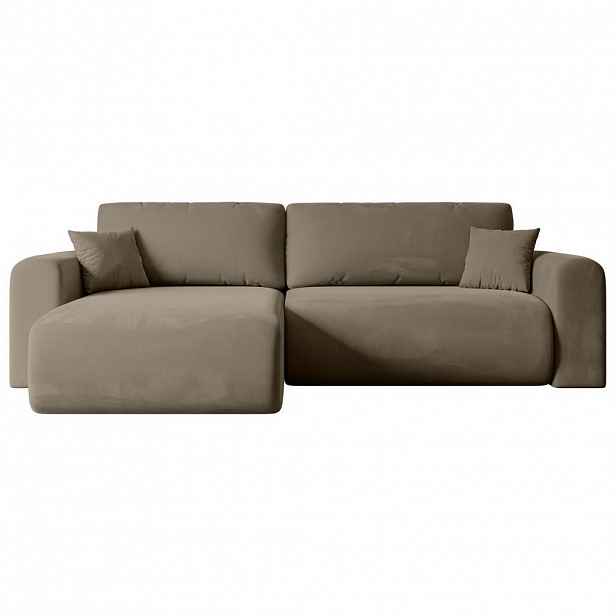 ALTDECOR ROHOVÁ POHODA s funkcí lůžka a úložným prostorem ORRO-L – 272 x 145 x 83 cm, hnědá barva, velur