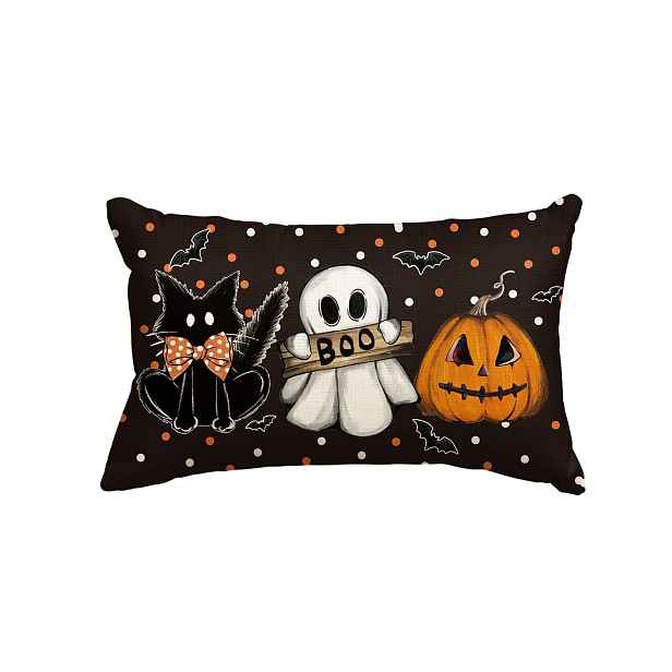 Halloweenský Povlak Na Polštář 30X50 CM Kočka Dýně Duch Netopýr Černý Polyester