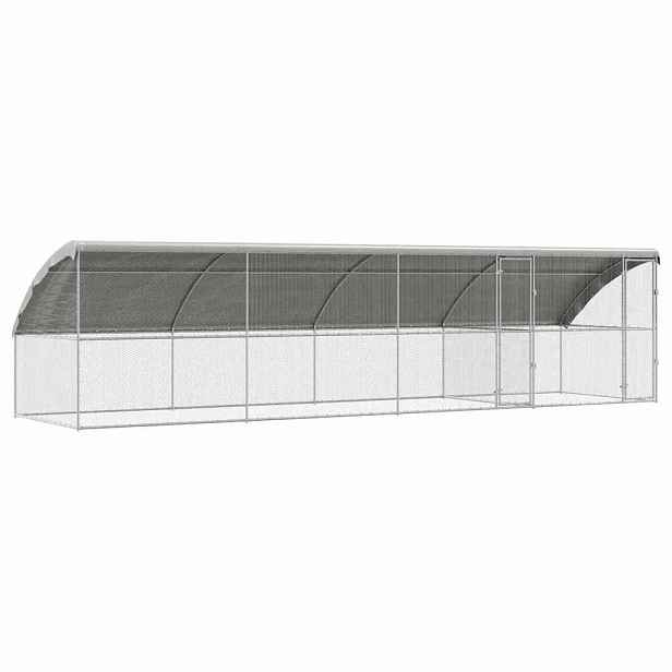 vidaXL Klec pro kuřata se 2 dvířky 4 ks Stříbrná 800 x 200 x 200 cm