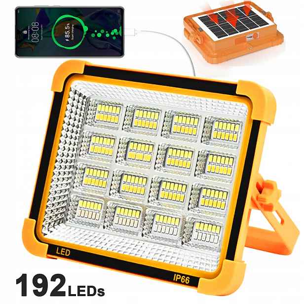 Výkonná Přenosná Solární Lampa 200 W Akumulátor Práce Na Stavbu Powerbank