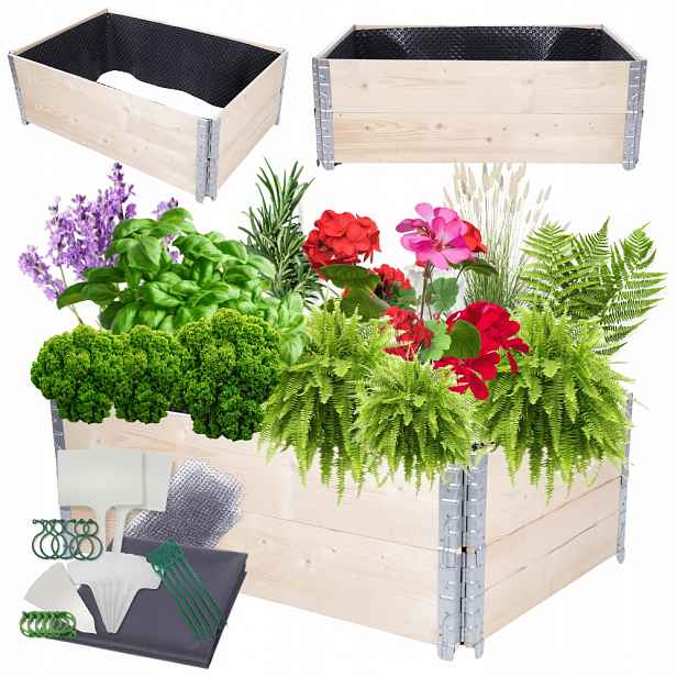 Vyvýšený kaskádový záhon nastavitelný 40x120x80 impregnace Fólie Kbelíky