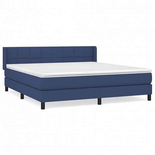 vidaXL Box spring postel s matrací modrá 160x200 cm textil