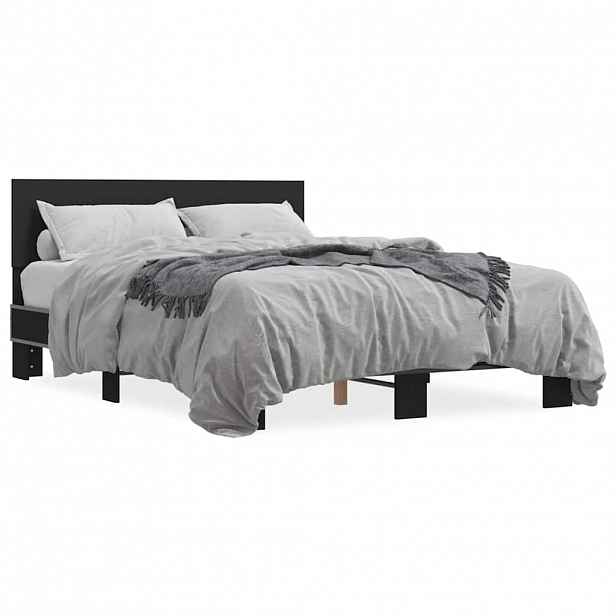 vidaXL Rám postele černý 140 x 190 cm kompozitní dřevo a kov