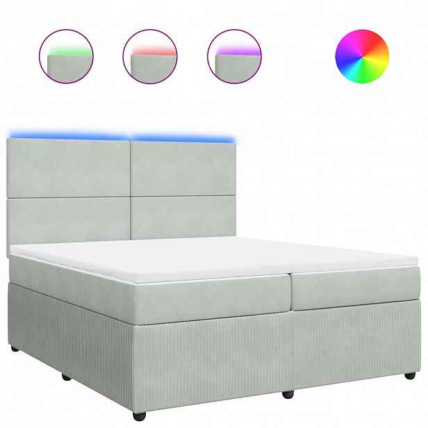vidaXL Box spring postel s matrací světle šedá 200x200 cm samet