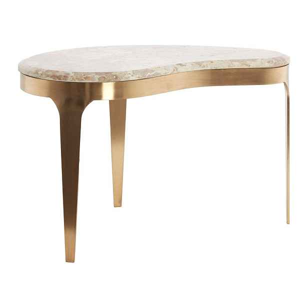 Konferenční stolek s mramorovou deskou  v bronzové barvě/taupe 39x65 cm Giulio – Light & Living