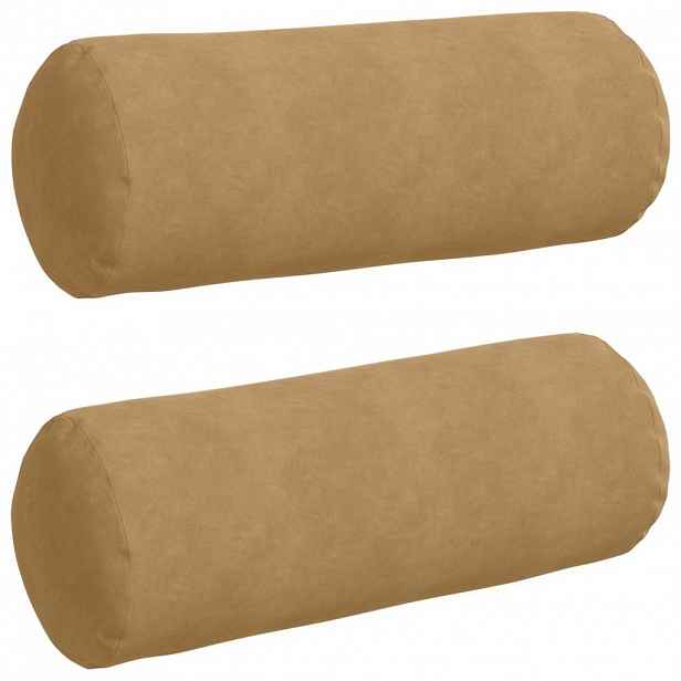 vidaXL Polštáře 2 pcs Hnědá Ø 25 x 70 cm Žebrovaná látka