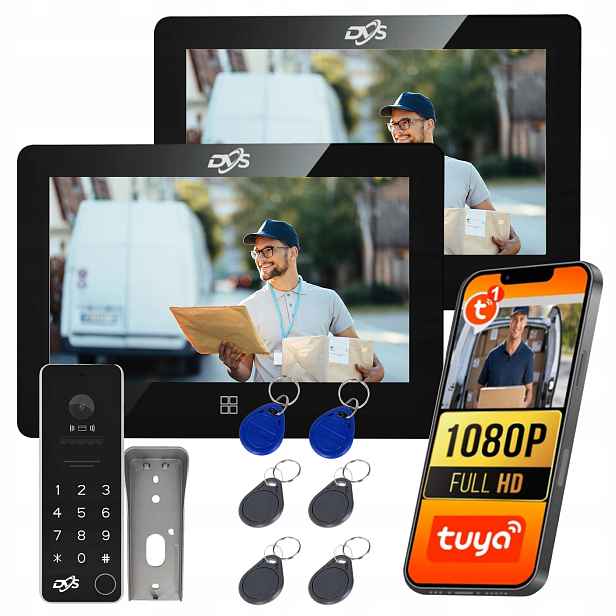 Videodomofon Tuya 2 Drátová Venkovní Stanice Rfid 2x Monitor Černý