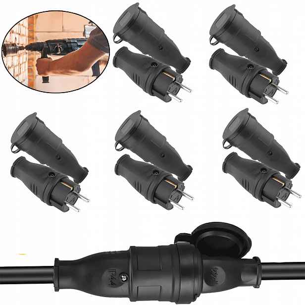 Gumová Zástrčka 16A 230V IP44 Hermetická Mini Na Kabel Schuko 5KS
