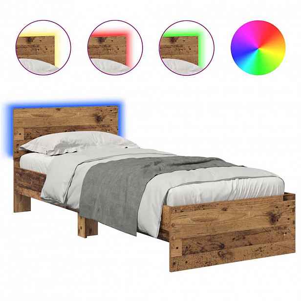 vidaXL Rám postele s čelo Staré dřevo 75 x 190 cm Kompozitní dřevo