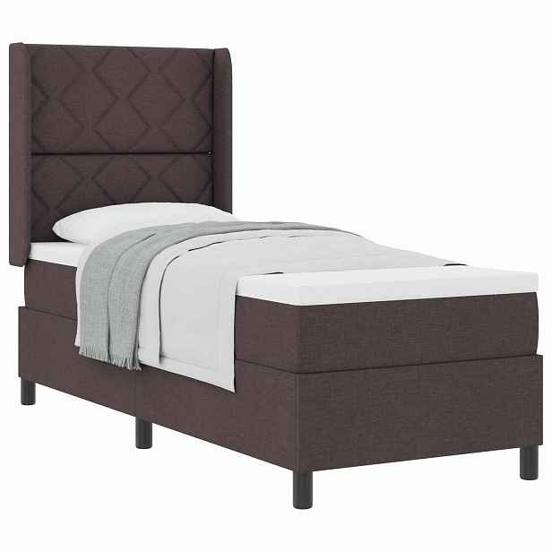 vidaXL Postel s boxspringem s polštářem Tmavě hnědá 200 x 80 cm textil