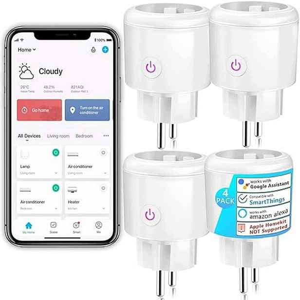 4x Inteligentní Zásuvka Wi-fi Surfou 16A Alexa Google Tuya