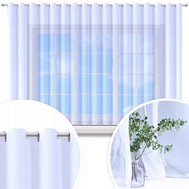 Hotová Záclona Voál 600x160 CM Závěs Oka Závěsa S Okovkami