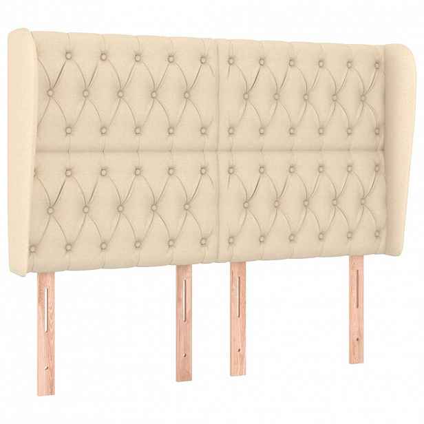 vidaXL Čelo postele typu ušák krémové 163x23x118/128 cm textil
