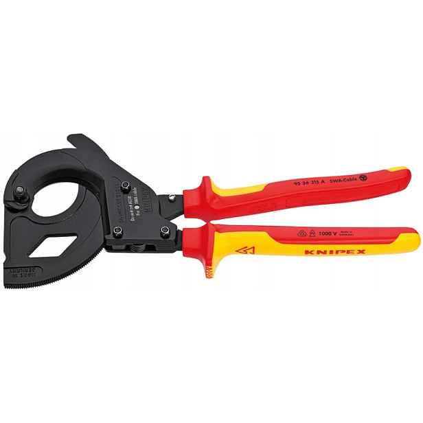 Ráčnové nůžky na kabely vyztužené Vde 45 mm 95 36 315 A Knipex