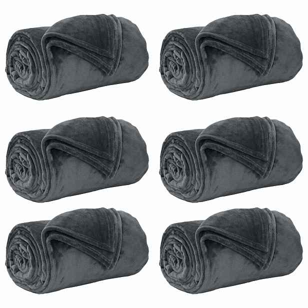 vidaXL Dekorační deky 6 ks Tmavě šedá 220 x 240 cm 8.24 kg Fleece