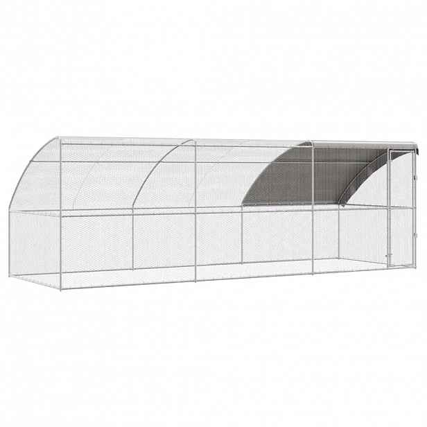 vidaXL Klec pro drůbež s 1 dvířky 3 ks Stříbrná 600 x 200 x 200 cm