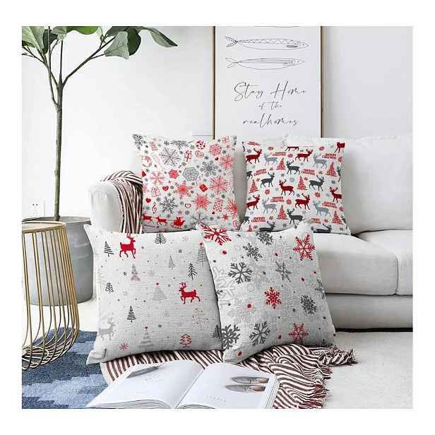 Povlaky na polštáře v sadě 4 ks s vánočním motivem 43x43 cm Merry Christmas – Mila Home