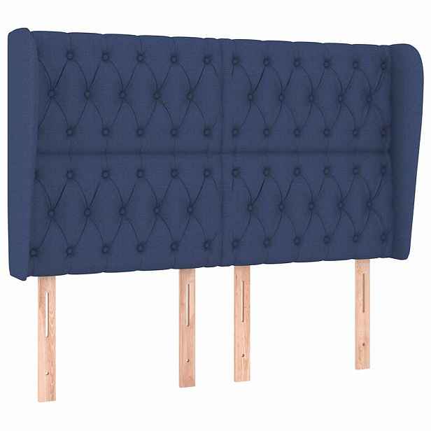 vidaXL Čelo postele typu ušák modré 163x23x118/128 cm textil