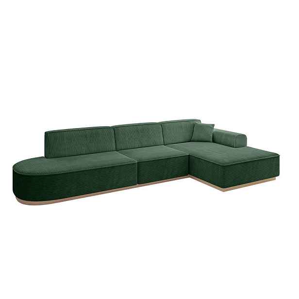 ALTDECOR ROHOVÁ SEDAČKA s otomanem, pravá IREA-L2 327x165x80 Zelená Manšestr