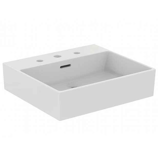 Ideal Standard Extra - Umyvadlo na desku 50x45 cm, s přepadem, 3 otvory pro baterii, bílá T388501