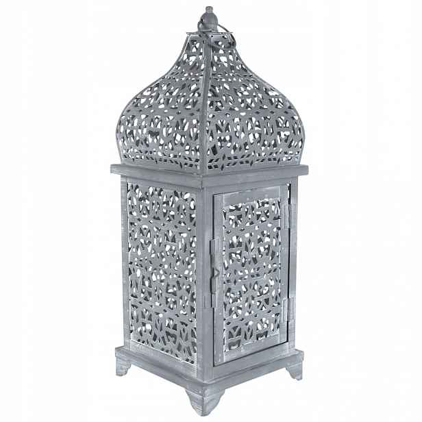 Kovová zahradní lucerna Ayla 40 x 14 x 14 cm, rustikální šedá