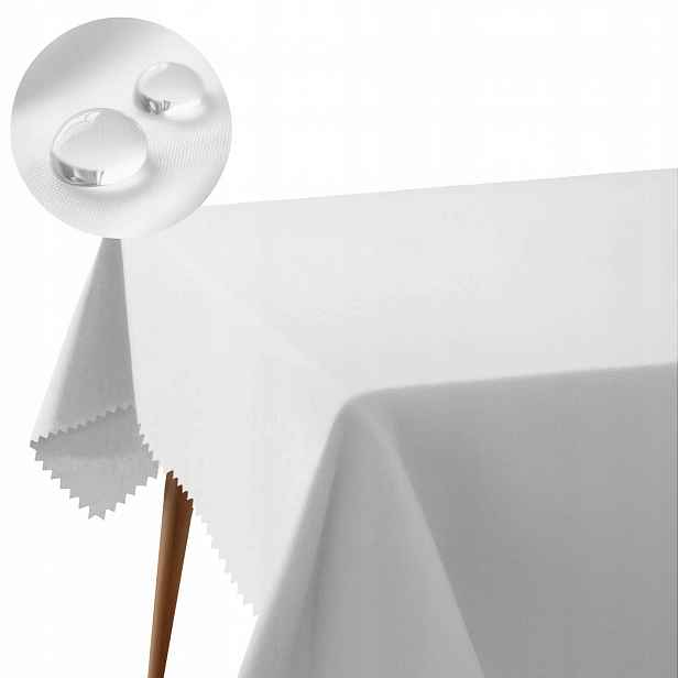 Ubrus 240x400 bílý, odolný vůči skvrnám, polyester bez vzoru 240 g/m2 do jídelny Pl