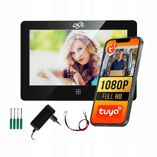 Černý Monitor Pro Videodomofon VS20072T WiFi Dotyk Audio Aplikace Tuya Dvs
