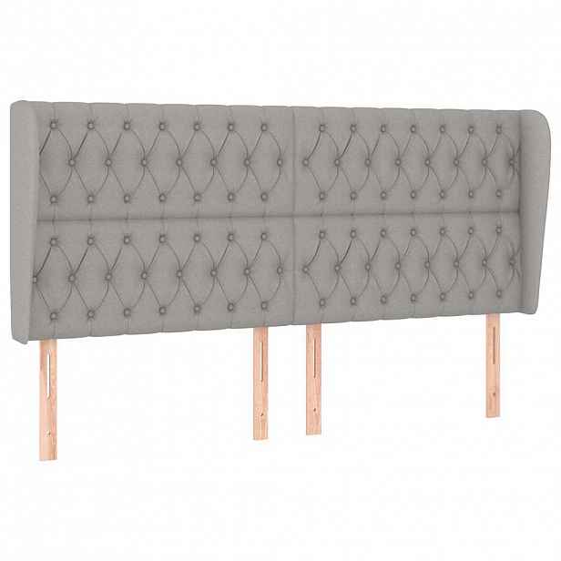 vidaXL Čelo postele typu ušák světle šedé 183x23x118/128 cm textil