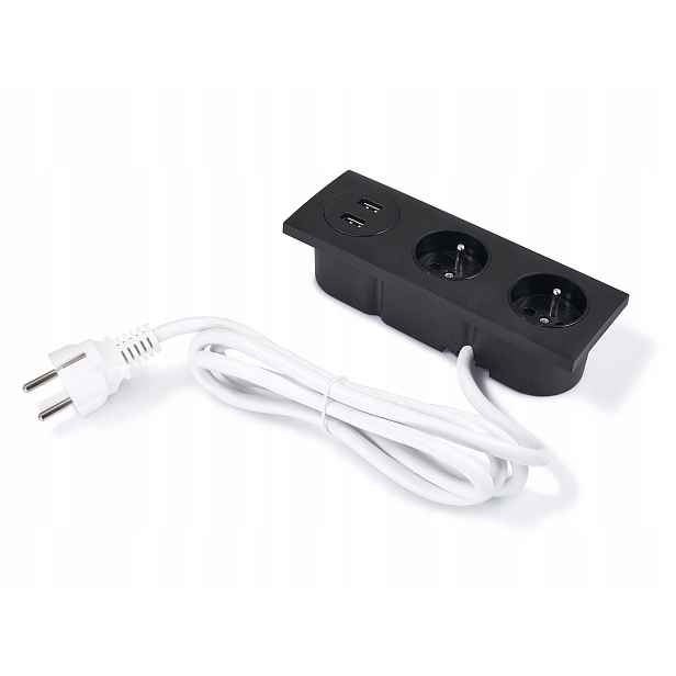 Elektrické stolní Usb zásuvky, zapuštěné, černé