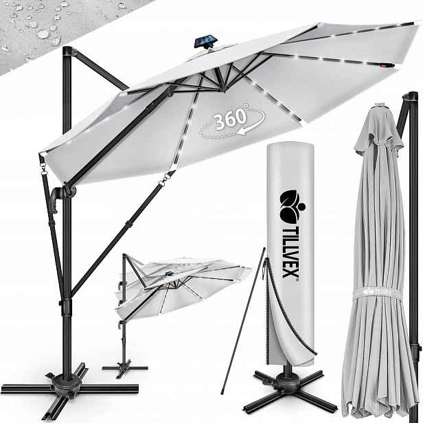 Hliníkový deštník tillvex Premium 330 cm šedý pouzdro