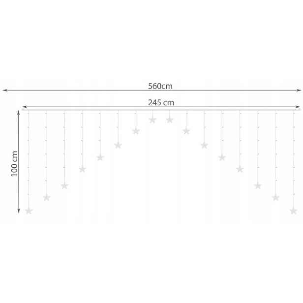 Iso 11338 Světelný závěs hvězdy 136 Led studená bílá