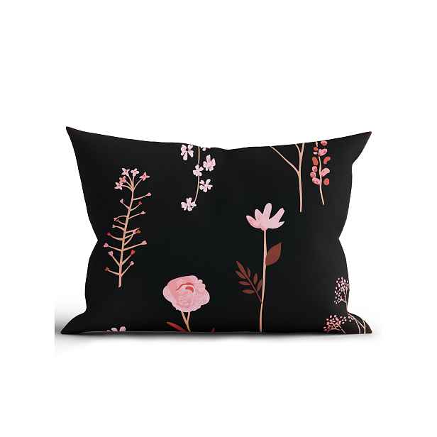 MKLuzkoviny.cz Bavlněný povlak na polštář Renforcé 50 x 70 cm - Vlčí máky černé